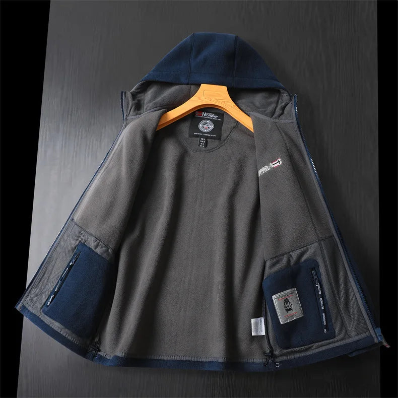 Men's Winter Wool Embroidered Fleece-lined Jacket