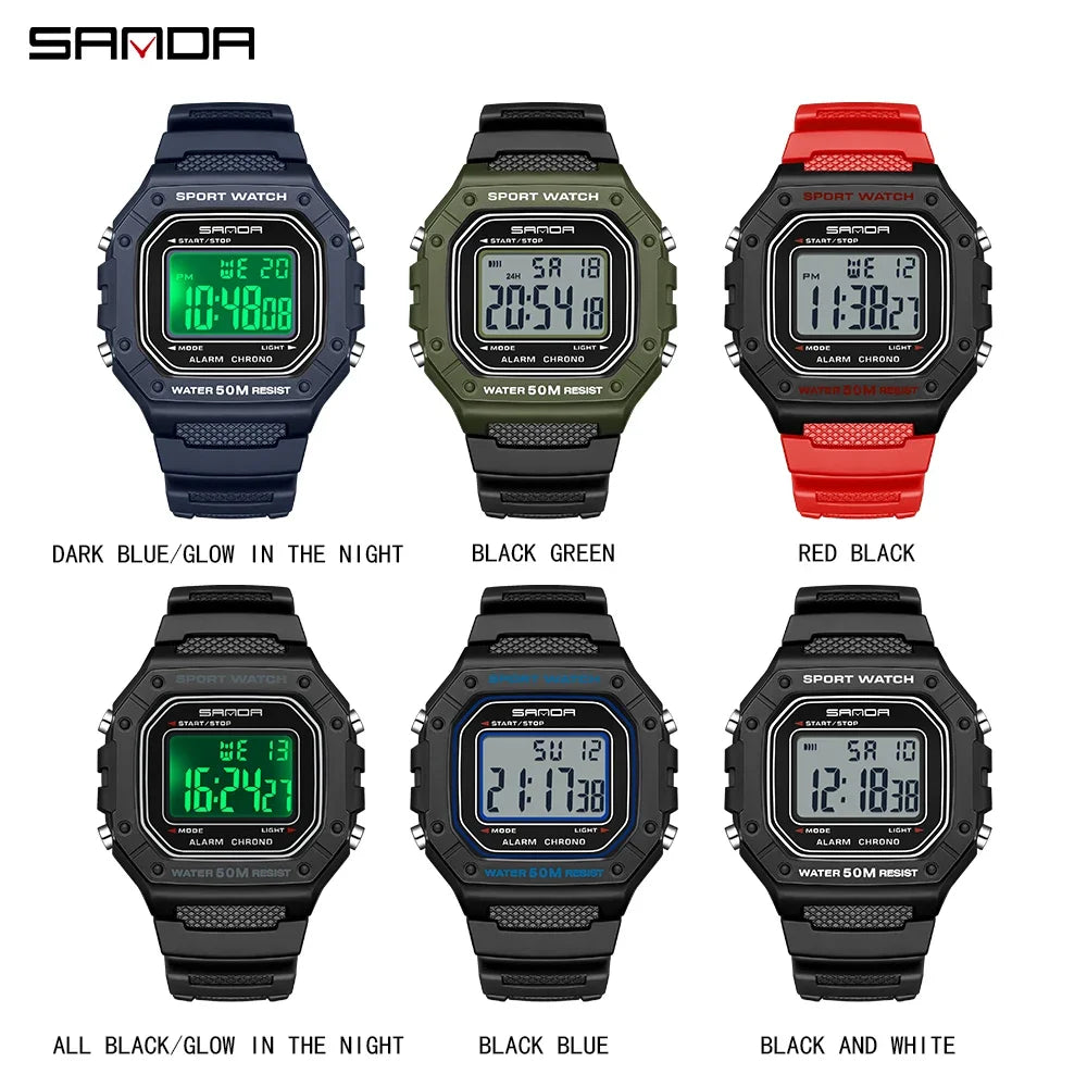 SANDA 2156 Fashion Men's Watches Waterproof Sports Watch For Man Military S-style Shock Stopwatch Shockproof Digital Wristwatch