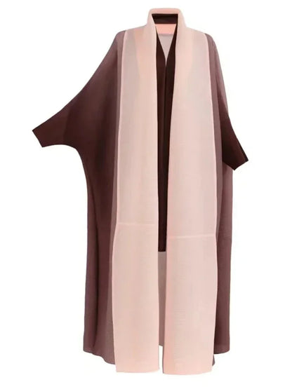 Muslim Abaya for Women Bat Sleeve Pleated Gradient Cardigan Trench Coat Autumn Dubai Abayas Plus Size Women's Luxury Coat