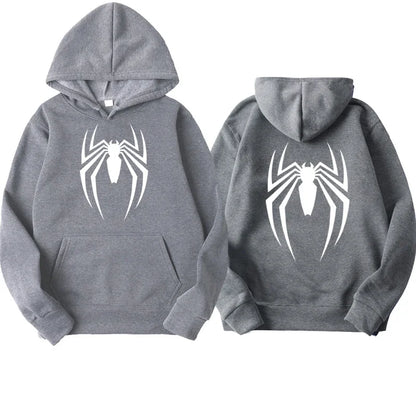 Autumn and Winter New Men's Hoodie Street Fashion Spider Print Sweatshirt Fleece Casual Fun Loose Hoodie Spiderman Men's Top