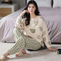 M-5XL Big Size Autumn Spring Pajamas Set for Women Kawaii Printing Sleepwear for Girl Fashion Long Sleeve O-neck Woman's Pijamas