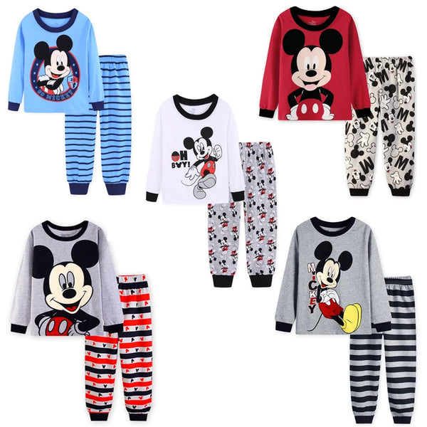 2025 New Boys Long Sleeve Pyjamas Kids Mickey Pajamas Baby Cotton Pijama Children Sleepwear Girls Clothing Sets Baby Wears