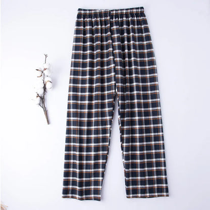 Men’s Cotton Plaid Pajama Long Sleeping Pants Male Casual Loose Trousers Loungewear Cozy Soft Breathable Sleep Bottoms Nightwear