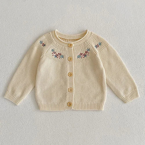 Autumn Winter Korean Style Toddler Baby Girls Sweater Coat Long Sleeved Solid Color Newborn Baby Girls Knitting Cardigan