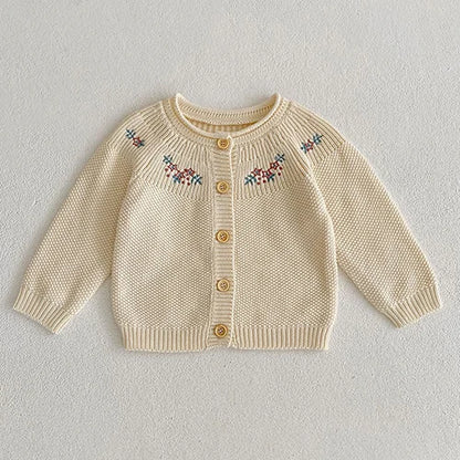 Autumn Winter Korean Style Toddler Baby Girls Sweater Coat Long Sleeved Solid Color Newborn Baby Girls Knitting Cardigan