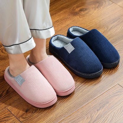 Winter Warm Fur Slippers Men Women Couples House Non-slip Soft Shoes Casual Flat Heel Home Indoor Bedroom Plush Slippers