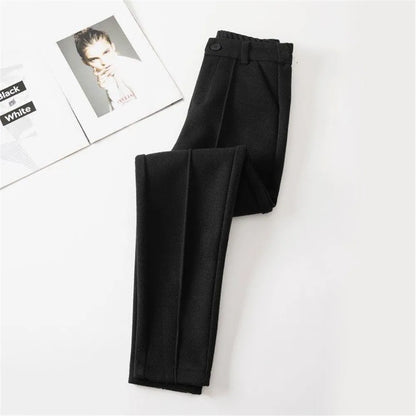 Women's Woolen Pants Casual Loose Style Street Dress Pants Wide Trousers Corduroy Joggers Wool