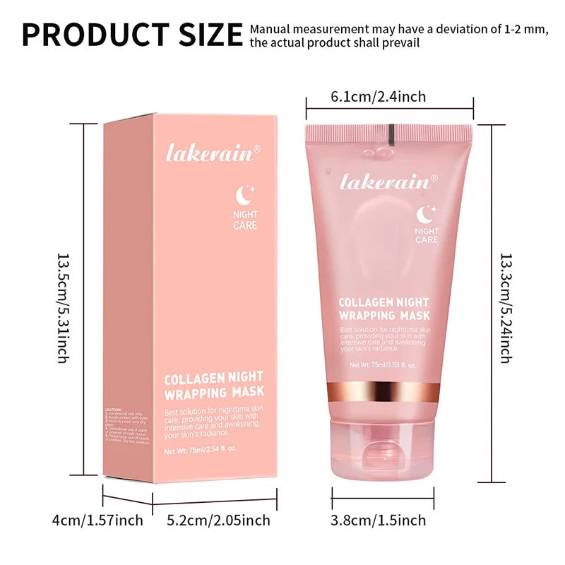 100g Pink Collagen Jelly Cream Peel-off Collagen Night Cream Mask Gentle Essence Shrinks Pores Moisturizes Brighten Serum Gel