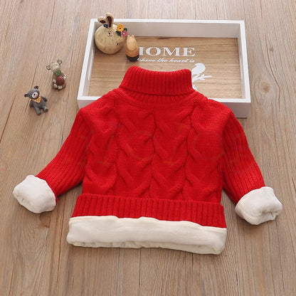 PHILOLOGY 2T-8T pure color winter boy girl kid thick Knitted bottoming turtleneck shirts solid high collar pullover sweater