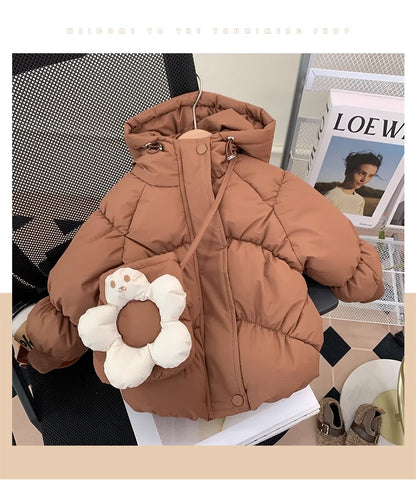 Girls Cotton Jacket Winter 2024 New Baby Warm Cotton Jacket Childrens Jacket Trendy Little Childrens Clothing