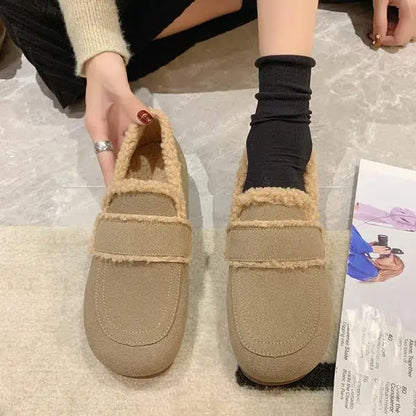 Soft Round Toe Winter Shoes Women Casual Female Sneakers Flats Clogs Platform Loafers With Fur Autumn Dress Retro Creepers New