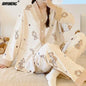 SUKAE Women Autumn Winter New Pajamas Sets Faux Cotton Sleepwear Casual Kimono Pijamas Sets Leisure Lapel Loungewear Homesuits