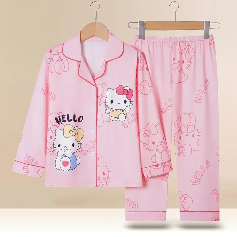 Miniso Autumn Winter Children's Pajamas Set 2025 Cute Anime Cartoon Kids Pijama Boy Girl Sleepwear Long-Sleeved Pants Loungewear