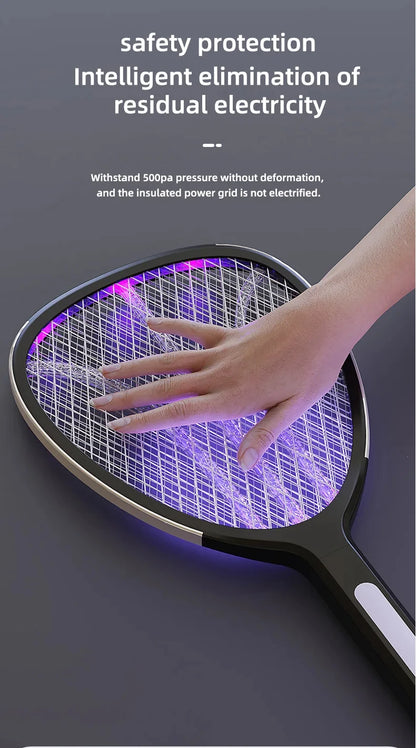 3 In 1  Widening of The Power Grid Electric Mosquito Swatter 3000V C-type Charging Mosquito and Fly Killer