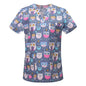 Cartoon Print Women Scrubs Uniform Surgical Top Hospital Doctor Surgery Workwear Dental Clinic Costume Pet Grooming Work Clothes