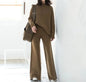 Autumn And Winter Fashion Knit Suit New Elegant Temperament Split Sweater Wide Leg Pants Women's Two-Piece Set