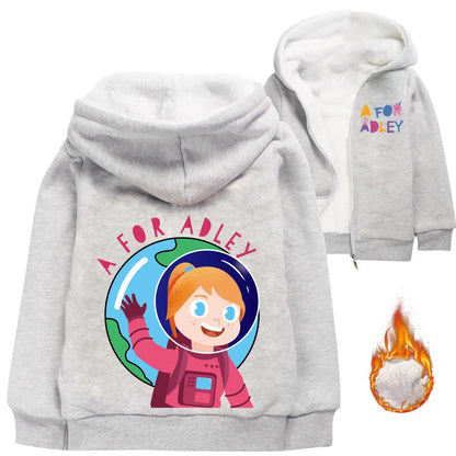 A for Adley Cartoon Boys Coat Children's Clothing for Winter Cotton Kids Parkas Little Girls Zipper Coats Toddlers Baby Jacket