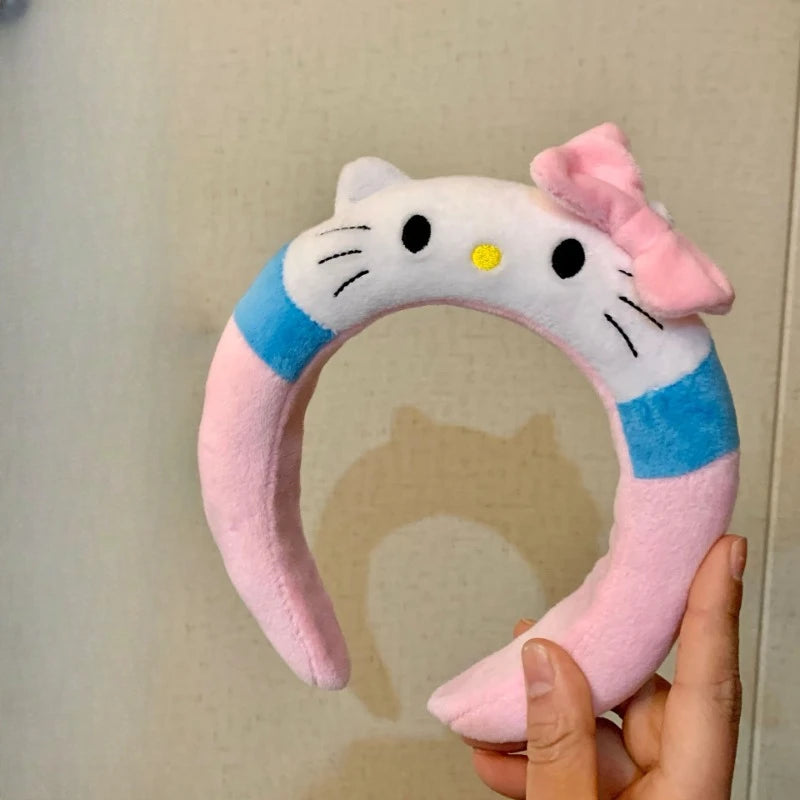 Sanrio Hello Kitty Headband Cartoon Kuromi My Melody Headband Cinnamoroll Hair Accessories Plush Headband Girls Gift