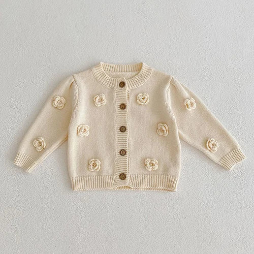 Autumn Winter Korean Style Toddler Baby Girls Sweater Coat Long Sleeved Solid Color Newborn Baby Girls Knitting Cardigan