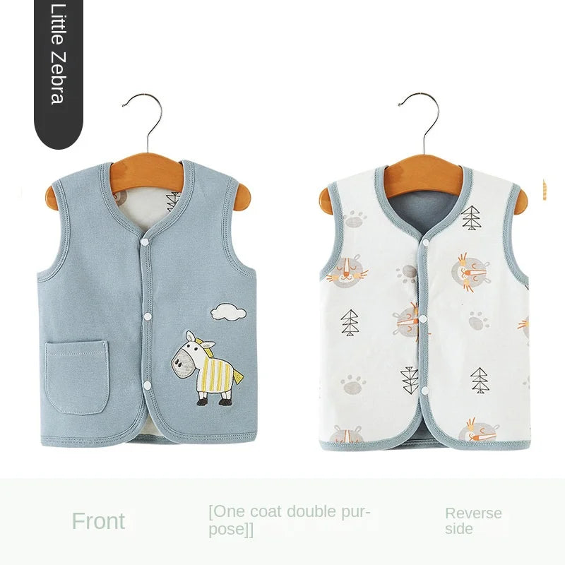 Baby Vest Spring and Autumn Thin Cotton Girls' Sweetheart Waistwear Neonatal Belly Care Boys' Horse Jacket Children's Vest