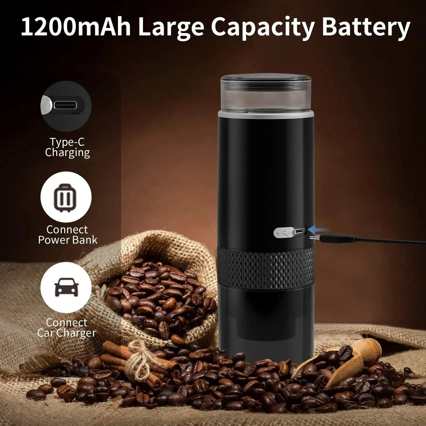 New Wireless Portable Coffee Machine Household small Rechargeable handheld Espresso outdoor capsule Portable coffee maker