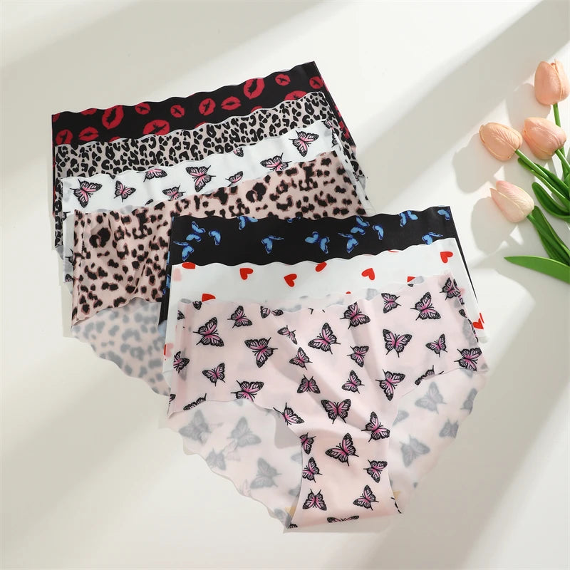 3Pcs Seamless Women's Panties S-XXL Sexy Butterfly Briefs Fashion Leopard Heart Breathable Female Comfortable Cozy Sexy Lingerie