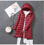 2025 Women Spring Jacket Ultralight Thin Packable Down Long Jacket  Female Hat Detachable Slim Fit Skirt Coat Portable Outwear