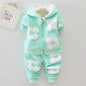 1 2 3 4 5 Years Winter Baby Girls Clothing Sets Flowers Keep Warm Thicken Jacket And Pants Little Princess Suits Kids Clothes