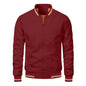 Men's Solid Color Autumn Bomber Jacket - Casual Baseball Outerwear