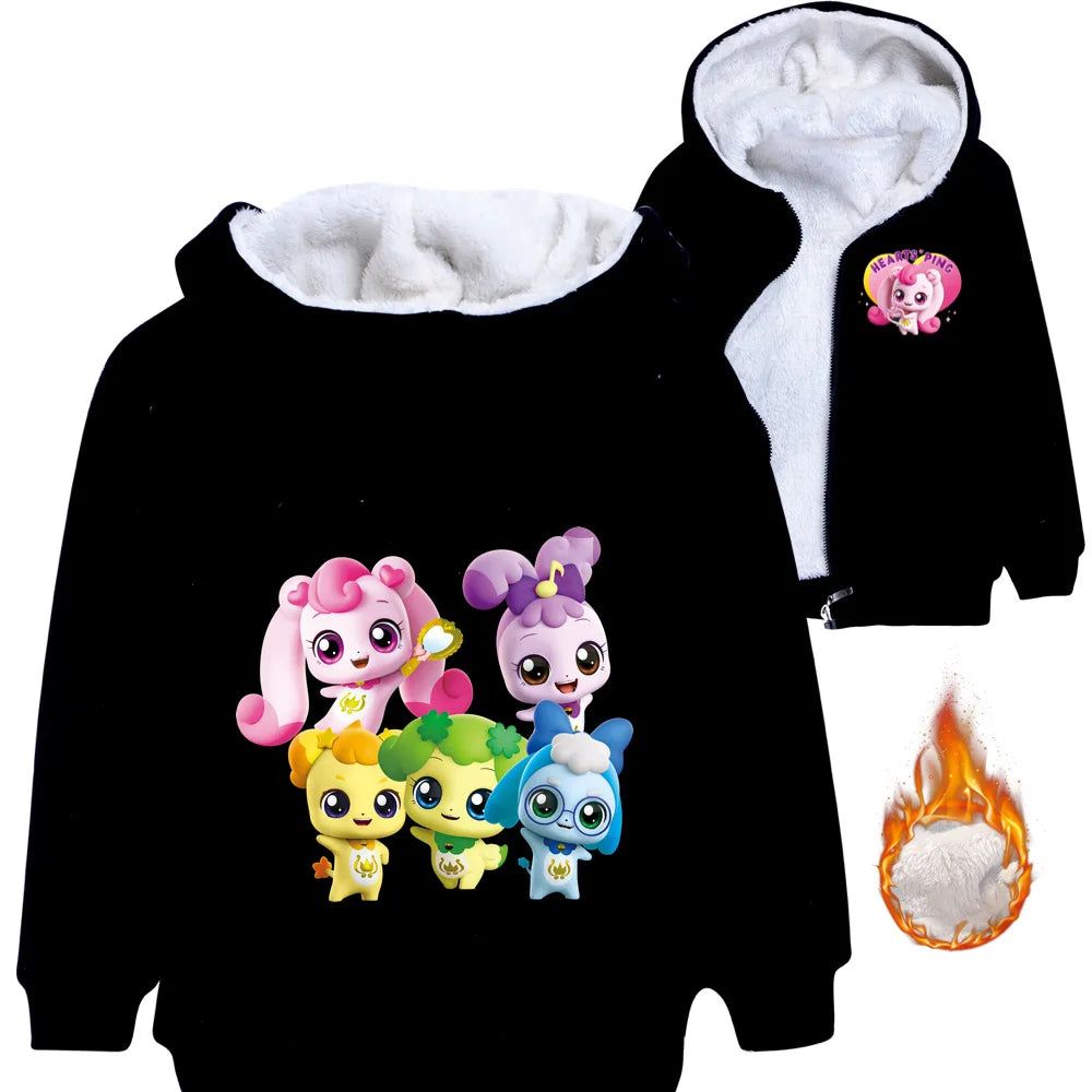 Little Pony Unicorn Winter Hooded Sweater Warm Zipper Jacket for Kids Boy Girl