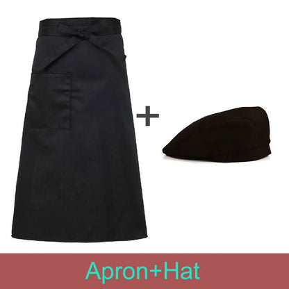 Uniform Set Cooking Apron Catering Cap Hotel Chef Pinafore Man Restaurant Kitchen Cook Work Apron Bakery Cafe Woman Waiter Hat