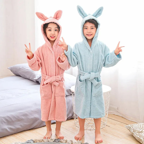 Children Baby Thick Bath Robes 100%Cotton Kids Sleepwear Robes Pijamas Cartoon Nightgown Boys Girls Bathrob Towel Baby Clothes