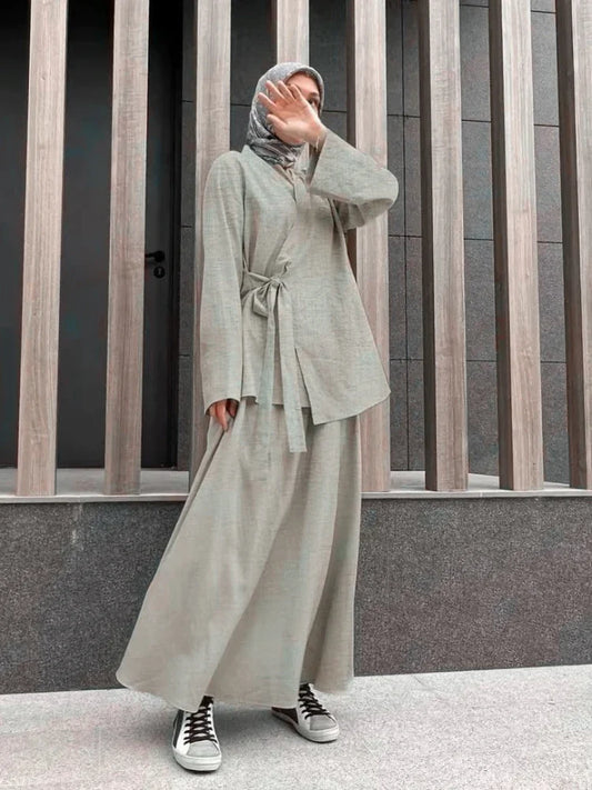 Ramadan Eid Two Piece Sets Shirt &Pants Women Muslim Suits Shirt Blouse Musulman Ensembles Moroccan Kaftan Islamic Outfit Sets