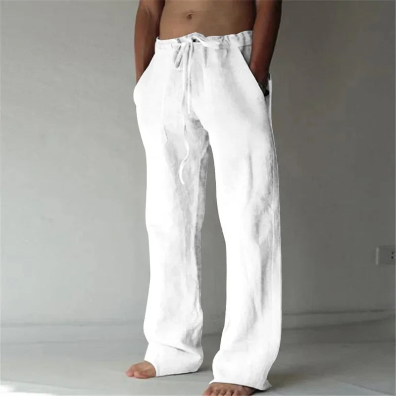 Summer spring 2025 New Men's Cotton Linen Pants Male Autumn New Breathable Solid Color Linen Trousers Fitness Streetwear S-3XL