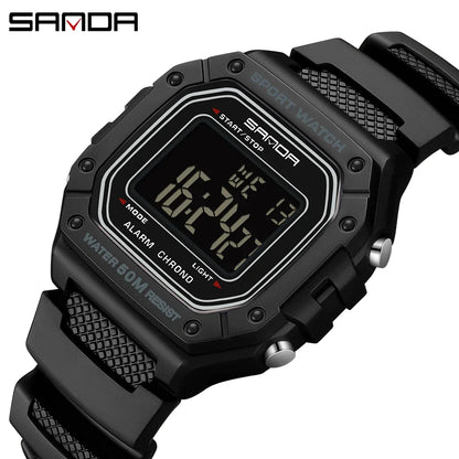 SANDA 2156 Fashion Men's Watches Waterproof Sports Watch For Man Military S-style Shock Stopwatch Shockproof Digital Wristwatch