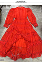 Spring/summer new crocheted hollow water-soluble lace shirt dress with high waist and big swing fashion A-line dress