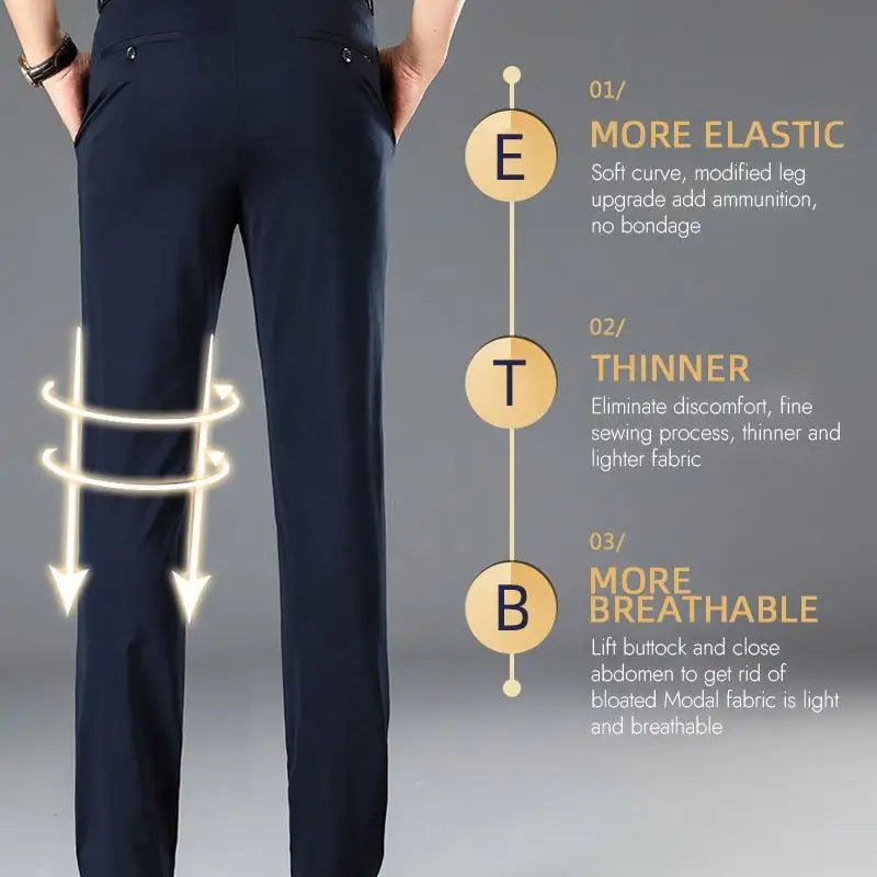 Men‘s Suit Pants Spring and Summer Male Dress Pants Business Office Elastic Wrinkle Resistant Big Size Classic Trousers Male