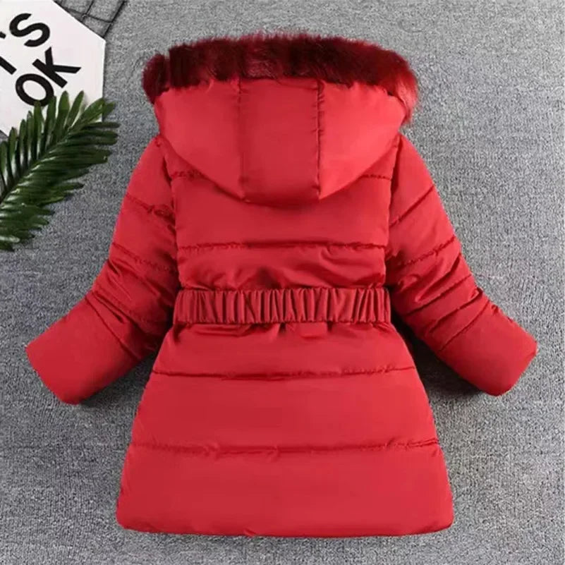 Girls Jacket Furball Thicken Warm Little Princess Coat Hooded Zipper Fur Collar Outerwear Autumn Winter 4 5 6 7 8 9 10 New Years