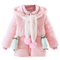 Children's Down Jacket Cotton Padded Puffer Coat Girls Winter Snow Wear Warm Hooded Toddler Quilted Coat Outerwear with Scarf