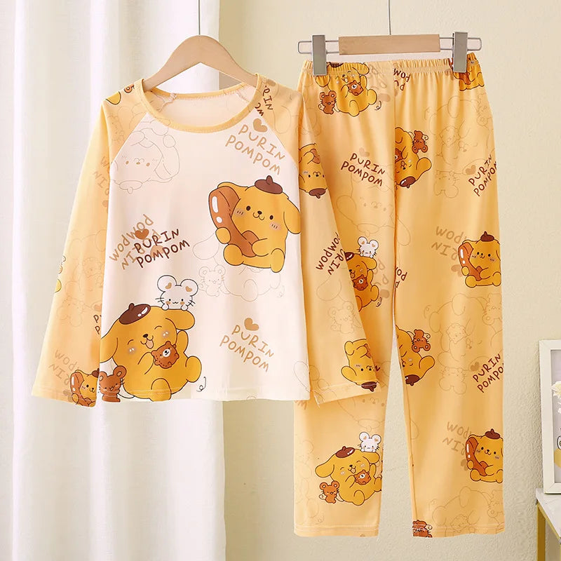 Miniso Winter Autumn Children's Pajamas Set 2025 Cute Anime Cartoon Kids Pijama Boy Girl Sleepwear Long-Sleeved Pants Loungewear