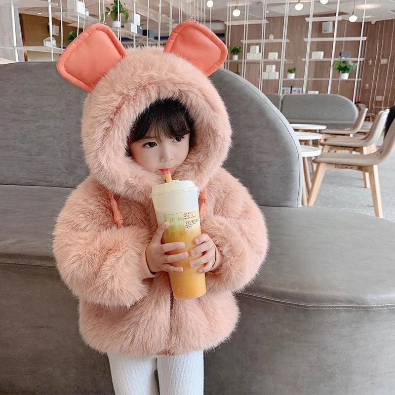 2025 New Cute autumn Winter Children toddler girl Clothing Coat for little Girls Outerwear baby girl clothes Kids Imitation fur