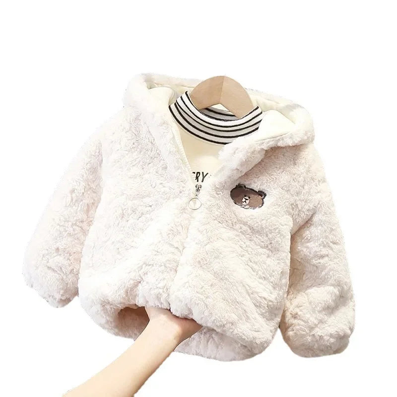 Infant Newborn Baby Girl Coat Little Bear Coat Baby Girl Children Jacket Hooded Cartoon Baby Coat Children Cotton Jacket Winter