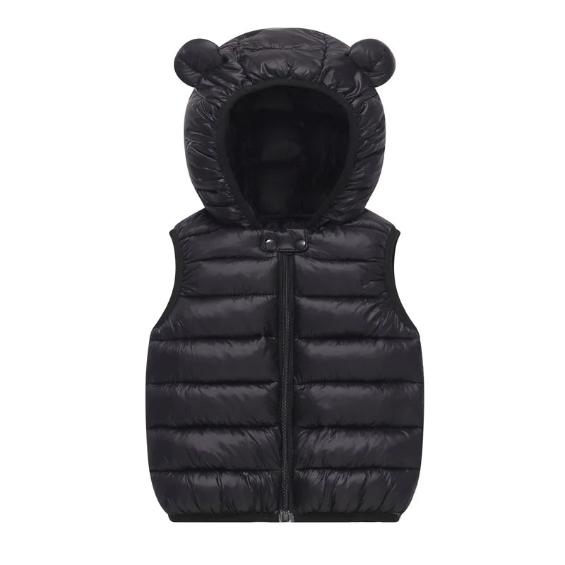 Baby Boys Girl Warm Down Vest Toddler Cotton Waistcoat Children Autumn and Winter Clothes Kids Hooded Jackets 1-6 Years Old