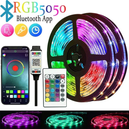 High Brightness 30LED/M RGB USB LED Light 5050 Diode Tape Wireless Bluetooth APP Control LED Strip For Bedroom Kitchen TV Decor