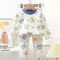 New Kids Autumn Warm Pajamas Boys Girls Cute Cartoon Bear Long Sleeve T-Shirt Top + Pants Baby Sleepwear Underwear Clothing Sets