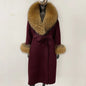 Wool Coat Women New Autumn Winter Real Fox Fur Jacket Female Long Warm Natural Fox Fur Collar Fur Cuffs