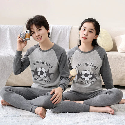 Teens Pijamas Long Sleeve Cotton Pyjamas Kids Clothes Sets Cartoon Big Boy Sleepwear Cute Pajamas For Girls 10 12 14 16 18 Years