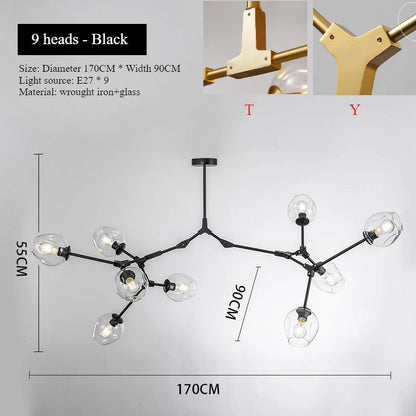 Nordic Chandeliers Dining Table Lighting for Living Room Decor Glass Pendant Ligths Bedroom Decoration Kitchen Island Led Lamps