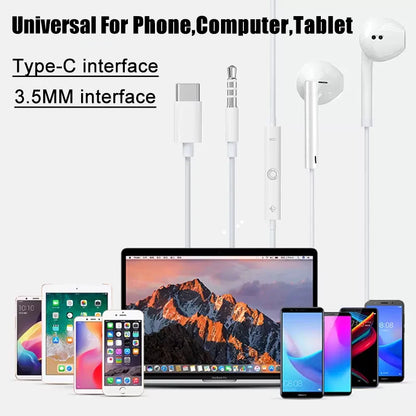 Apple iPad Laptops Tablet Headphones For iPhone 16 15 14 13 12 11 Pro Max Earphones X XS 7 8 Plus 3.5mm Stereo Wired Earbuds