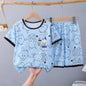 Children's Pajamas Spring And Summer Short Sleeved Shorts Loose And Thin Medium And Large Children's Home Clothing Set